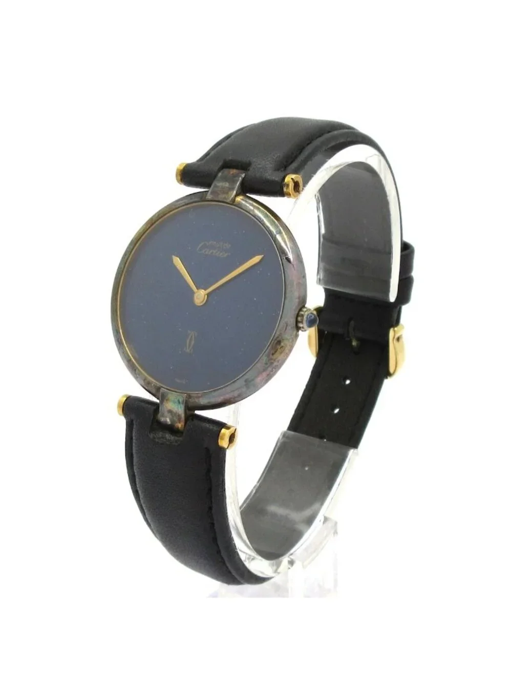 Cartier Watch Must Vendome 925 Sterling Silver Dark Navy